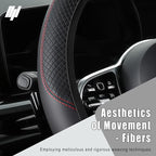 Leather Car Steering Wheel Cover, 15 Inch Anti-Slip Carbon Fiber Black Steering Wheel Cover, Universal Car Interior Accessories for Trucks Sedans SUVs (Black)