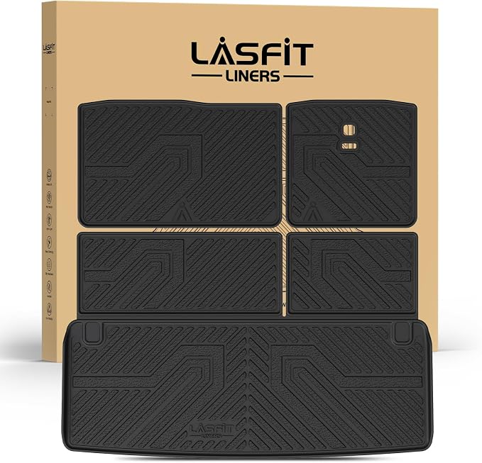 Cargo Mat & Backrest Mats for Nissan Armada/Infiniti QX80 2019-2024, All Weather TPE Custom Fit Easy Clean Durable No-Curling Trunk Mat for Armada & QX80, Black
