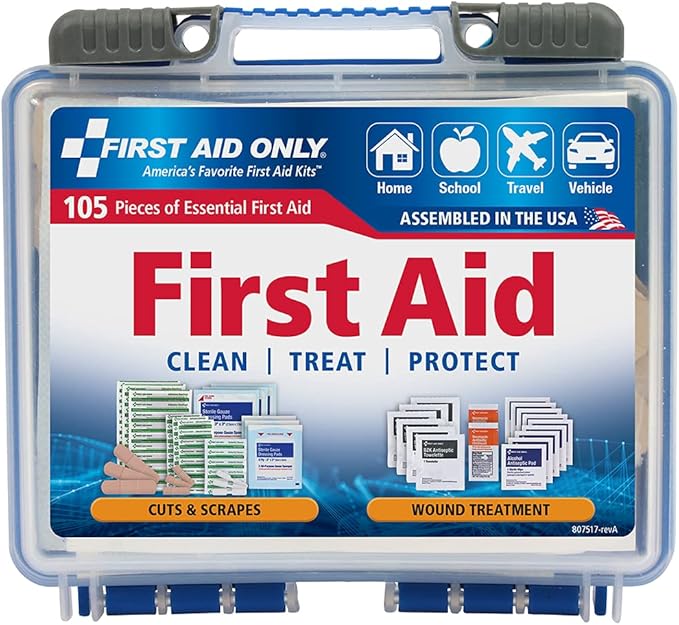 91249 On-The-Go All-Purpose Emergency First Aid Kit for Car, Travel, Home and Business, 105 Pieces
