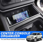 Center Console Organizer Tray for Land Rover Defender Accessories 90 110 130 2020-2025 2026, Durable ABS Middle Console Organizer Central Storage Box with Non-Slip Mat