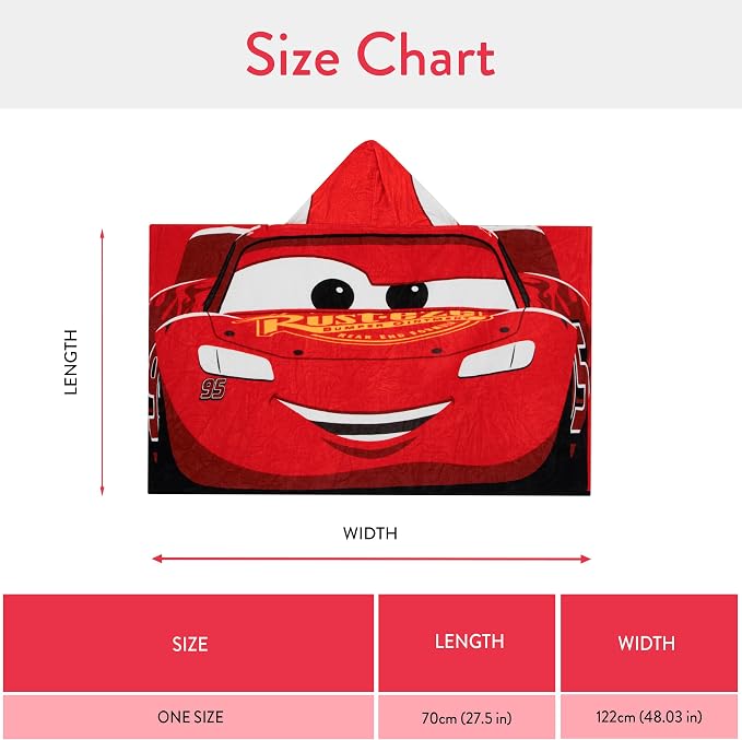 Cars Boys Towel, Lightning McQueen Swimming Towels for Kids, Wearable Bath Towels, Wrap Beach Towel, Red One Size