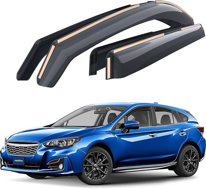 Goodyear Shatterproof in-Channel Window Deflectors for Subaru Impreza 2017-2023 Hatchback, Rain Guards, Window Visors for Cars, Vent Deflector, Car Accessories, 4 pcs - GY007859