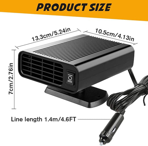 150W Car Heater, Car Heater Defroster With 2 in 1 Heating/Cooling, Anti-Fog Plug in Cigarette Lighter for Car Defroster Windshield Fast Defogge