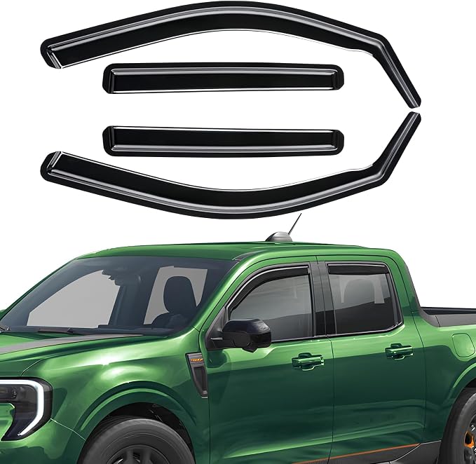 in-Channel Rain Guards Compatible with Ford Maverick 2022-2026 Durable Side Windows Wind Sun Deflectors 2022 2023 2024 2025 2026 Maverick Window Rain Guard Black 4 PCS