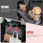 2PCS Car Hooks for Headrest, Faux Leather Purse Hook for Car Seat Back Organizers and Storage, Double Metal Purse Holder Bag Hanger, Universal Car Interior Accessories for Women Man
