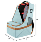 Padded Car Seat Travel Bag for Air Travel, Carseat Cover Backpack with Shoulder Straps, Large Carseat Gate Check Bag, Baby Travel Essential(Light Cyan)