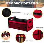 Car Trunk Organizers and Storage for SUV, Collapsible Multi Compartment Container Box Adjustable Car Accessories for Women Men, Red