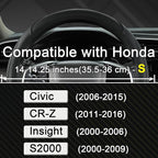 Customized Auto Car Steering Wheel Cover for Honda Civic, CR-Z, Insight, S2000,14-14.25inch(Black-Small Size)