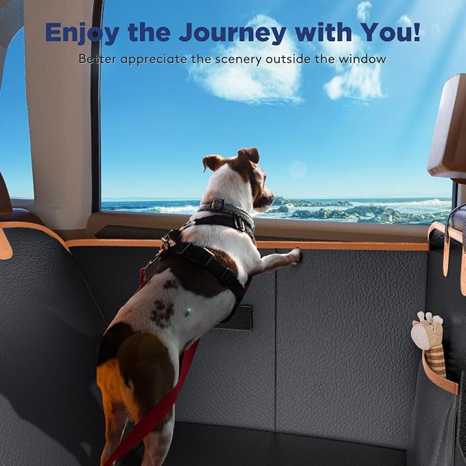 XL Back Seat Extender for Dogs, Hard Bottom Dog Car Seat Cover for Truck Back Seat, Upgraded PU Leather Waterproof Anti-Scratch, Large Space Back Seat Cover for Full Size Truck SUV