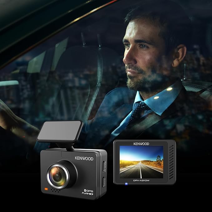 DRV-A310W GPS Dash Cam, Full HD Dashboard Camera, WDR/HDR Car Camera with Bluetooth & Wi-Fi Connectivity, G-Sensor, Collision Detection, Optional Rear Camera Support