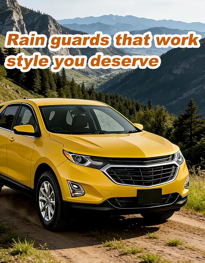 Low Profile Window Rain Guards Fit for Chevrolet Equinox 2018-2024 Rain Guard Window Deflectors Extra-Thick Chevy Equinox Side Window Visors Vent Shades Tape-on Vent Visors Car Accessories