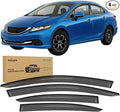 Window Visors for Honda Civic Sedan 2012 2013 2014 2015, Tape-On Rain Guards Outside Mount Vent Visors Window Deflectors Smoke Tint, 4PCS