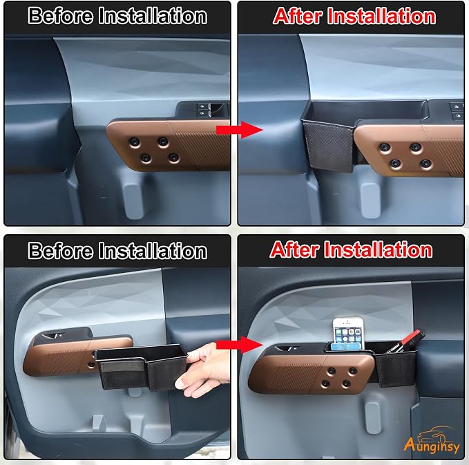 Car Front Rear Door Storage Box Compatible with Ford Maverick 2022-2026, 4Pcs Door Storage Box Glove Organizer Tray Door Organizer Handle Pocket Tray Insert Glove Pallet Tray Interior Accessories