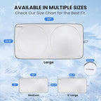 Car Windshield Sunshade – Double-Layer Design for 2X Heat Blocking, Blocks UV Rays, Foldable Sun Shade for Cars, Trucks & SUVs, Keeps Interior Cooler, Large (63 x 33.8 in)