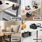 3-in-1 Desk Organizer - Large Desk Cup Holder Clamp, Pencil Holder and Phone Stand - Detachable Anti-Spill Table Cup Holder, Office & PC Gaming Desk Accessories for Cup, Phone and Pen (Black)