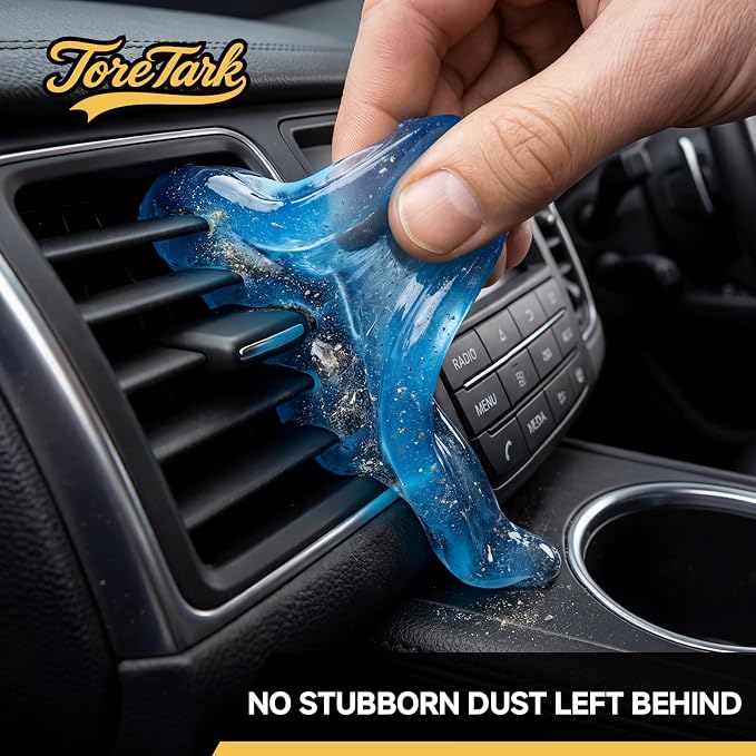 Car Cleaning Gel Reusable Interior Car Cleaner Putty, Natural Auto Detailing Slime for Vents & Crevices, Universal Car Accessories Gift for Men & Women, Blue
