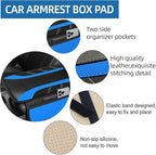 10 Pcs Car Floor Mats Full Set & Sport Leather Steering Wheel Cover 14.5-15 inch, Center Console Cover, Seat Belt Cushion, Cup Holder Coaster, Universal Automobile Interior Sets (Blue)