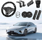 11PCS/Set Bling Car Accessories Set for Women, Rhinestone Vehicle Steering Wheel Cover Seat Belt Cushion Gear Shift Protector Cup Holder Coaster, Universal Automotive Accessories (Black)