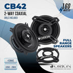 ORION Cobalt Series CB42 4” 2-Way Coaxial Car Speakers, 160W, 4 Ohms, Full Range, Enhanced Bass, Polypropylene Cone & Butyl Rubber Surround, Easy Install (Pair)