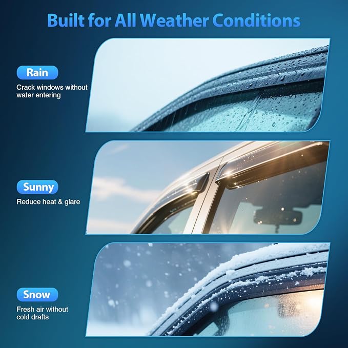 Window Rain Guards for Ford Escape 2020 2021 2022 2023 2024 2025 2026 (Not for Active), Tape-On Window Visors Outside Mount Vent Visors Window Deflectors Smoke Tint, 4PCS