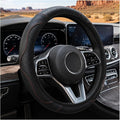 Car Steering Wheel Cover 15 inch, Microfiber PU Leather Elastic Steering Wheel Protector, Anti-Slip Breathable Car Interior Accessories for Most Cars (Black)