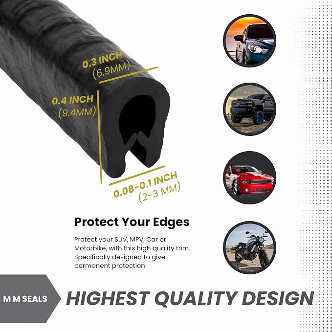 Edge Trim Black Small, Fits 1/16" (100 Feet)