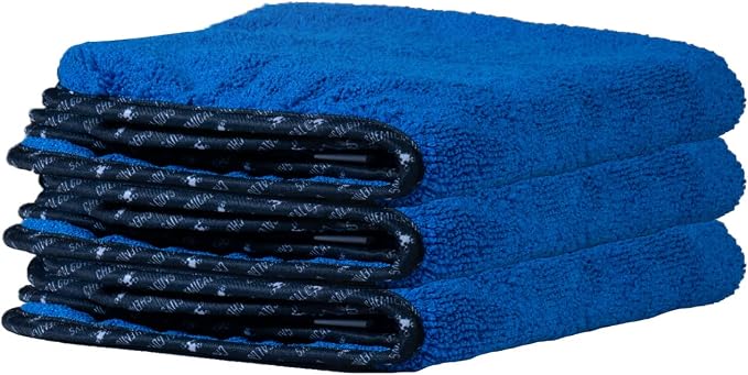 Professional Grade Premium Microfiber Towels for Cars, Blue, 16" x 16", Ultra-Soft and Scratch-Free Car Detailing Cloths for Trucks, Motorcycles, and More - 3 Pack