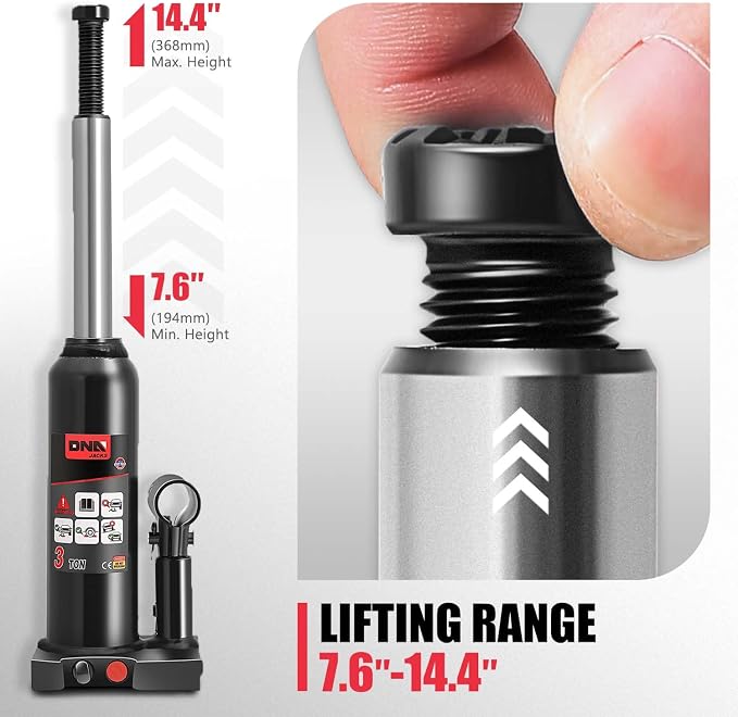 3 tons / 6000 lbs Lifting Automotive Welded Hydraulic Bottle Jack for Car SUV Pickup Truck, Auto Repair, with Manual Handle & Carrying Storage Case, Black