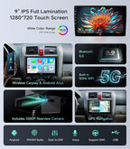 Car Radio Stereo for Honda CR-V 06-11, Wireless CarPlay & Android Auto | 9-inch IPS touchscreen, 64G storage, 5G WiFi GPS, Bluetooth FM AM SWC, plug-and-play, HD backup camera