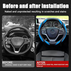 15 Inch Car Leather Steering Wheel Cover, Automotive Accessories Elastic Breathable Anti-Slip Soft Wheel Protector Fits Men and Women, Suitable for SUVs, Trucks, Vehicles and RVs (Blue)