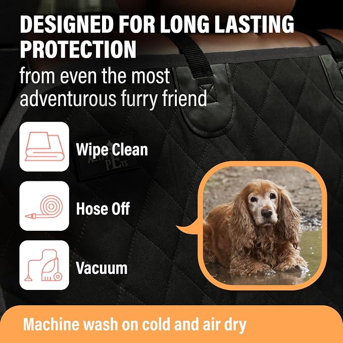 Pink XL Dog Car Hammock Back Seat Cover, Waterproof Backseat Cover Protector for Truck Bench Rear of Sedans or SUVs, Essential Pet Supplies Vacuum or Wipe Clean, Machine Washable