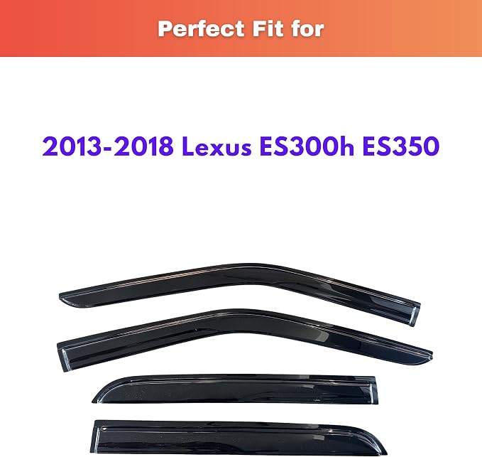 KPY Rain Guards Fit for 2013-2018 Lexus ES300h ES350, Out-Channel Window Visors Vent Wind Deflectors 4PC, Car Accessories for 2013-2018 Lexus ES Series