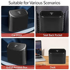 Car Trash Can with Lid - 2 Pack, Mini Auto Garbage Can with 60 Trash Bags, Leakproof Automotive Garbage Container Bin, Multipurpose Organizers and Storage for Car, Home, Office (Black)
