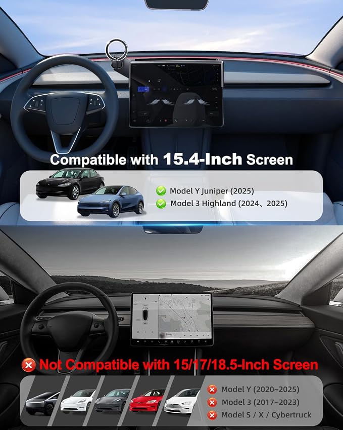 Magnetic Car Mount for Tesla Model 3 Highland 2024 2025 & Model Y Juniper 2025 (Standard) 15.4-Inch Screen: for MagSafe Strong Magnets Cell Phone Holder for iPhone