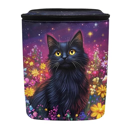 Cat Daisy Galaxy Print Car Trash Can with Lid, Leak Proof Auto Trash Bag Hanging Vehicle Garbage Can Multipurpose Storage Container for Back Seat Road Trip