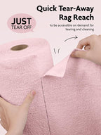 Microfiber Cleaning Cloth Roll- 30 Sheets, 12" x 12" (Pink) | Super Absorbent, Lint-free, Tear-away Microfiber Towel Roll, for All-Purpose Cleaning, Reusable Alternative to Paper Towels