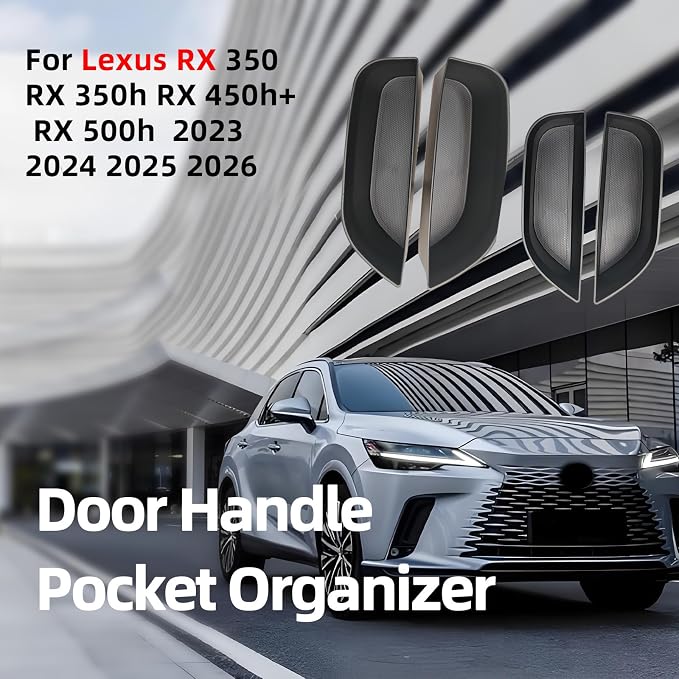 Car Door Handle Pocket Organizer for Lexus RX 2023 2024 2025 2026 Accessories Car Pocket Organizer Front Rear Door Grab Inner Tray Box (4PCS Black TPE Storage Box-4 Door) (Black)