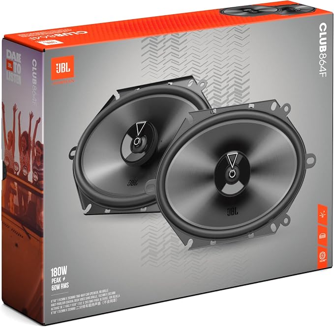 Club 864F - 6"x8" (152mm x 203mm) Two-Way Car Speaker, 60W RMS, 180W Peak, Sensitivity (@ 2.83V): 93dB, Frequency Response: 65Hz – 20kHz, Nominal Impedance: 3.0 ohms