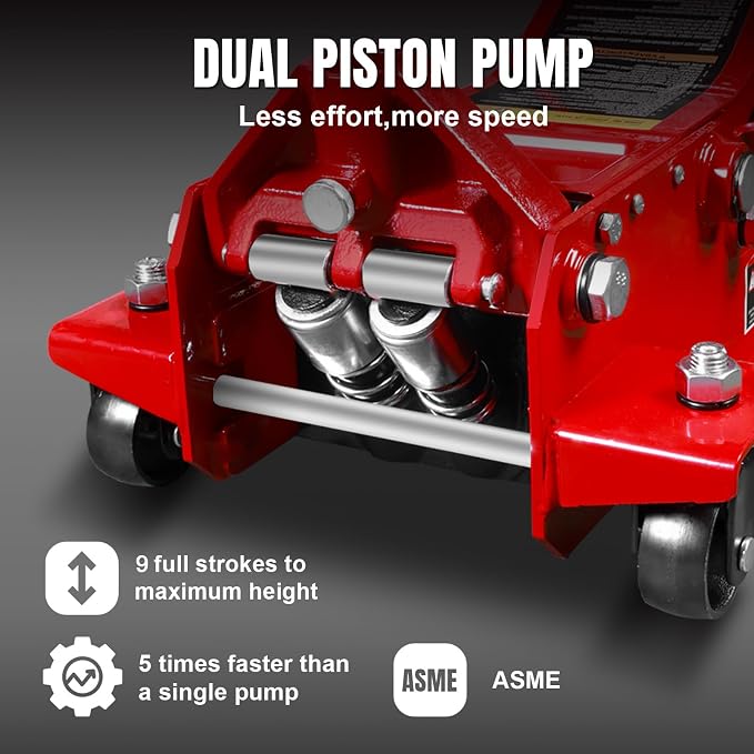 Hydraulic Low Profile Service/Floor Jack with Dual Piston Quick Lift Pump, 4 Ton (8,000 lb.) Capacity
