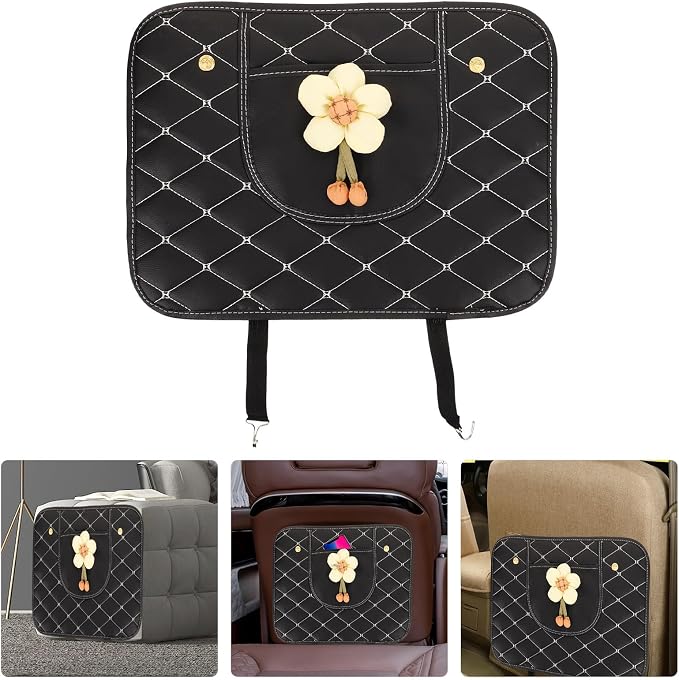 Car Back Seat Kick Mat Protector with Pu Leather Backseat Cover, Anti-Scuff Waterproof Pad for Rear Auto Seats, Safety Car Interior Accessory