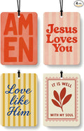 Christian Car Air Freshener 4 Pcs Coconut Scented, Inspirational Christian Car Accessories Mirror Decor for Women, Religious Bible Verse Hanging Air Freshener for Cars Closet Drawer Books