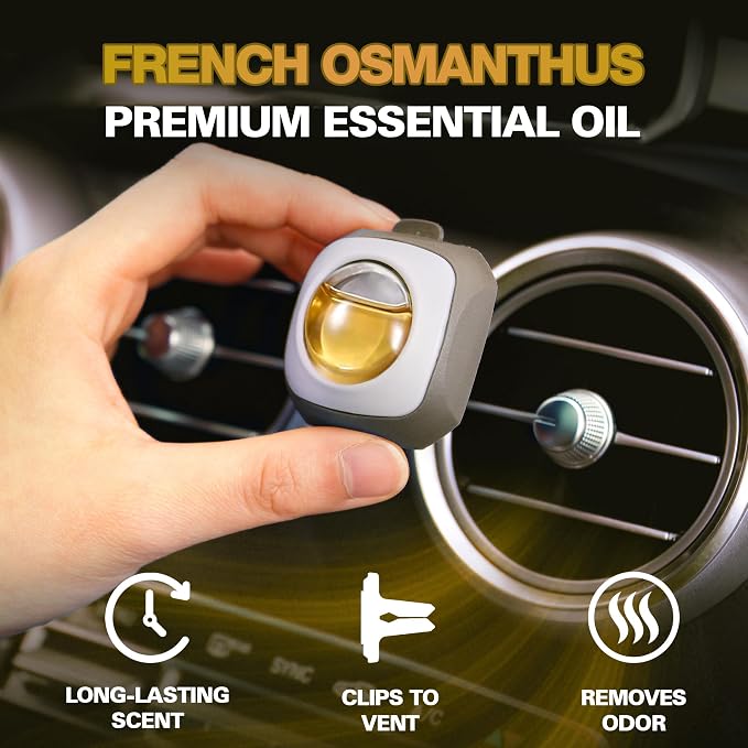 French Osmanthus Scent Car Air Freshener Vent Clip 6 Ct | Long Lasting Up To 180 Days Car Refresher, Auto Interior Odor Eliminator Fragrance Oil Perfume Accessory, 4ml Each