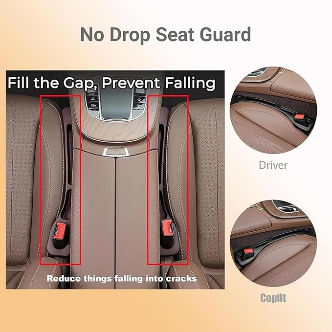 Car Seat Gap Filler, 2-Pack No-Drop Seat Side Gap Seam Filler Organizer with Phone Holder, Seat Gap Fillers for All Cars, Prevents Items from Falling, Easy to iInstall (Red)