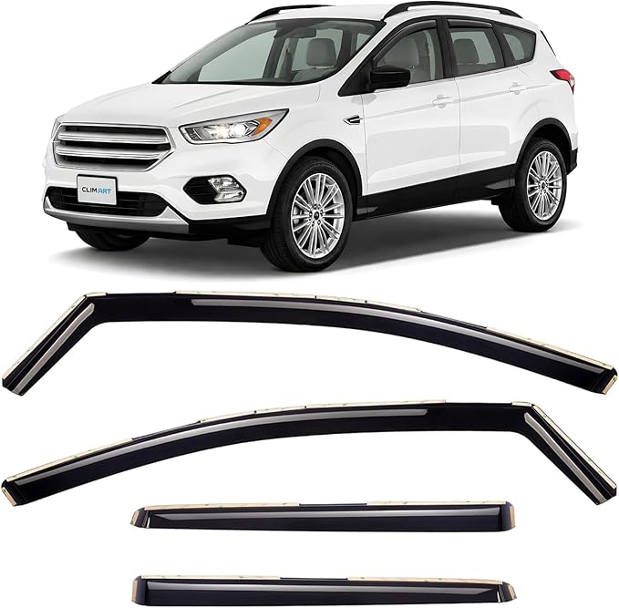 in-Channel Incredibly Durable Rain Guards for Ford Escape 2013-2019, Original Window Deflectors, Vent Deflector, Vent Window Visors, Dark Smoke Car Accessories, 4 pcs - 613289