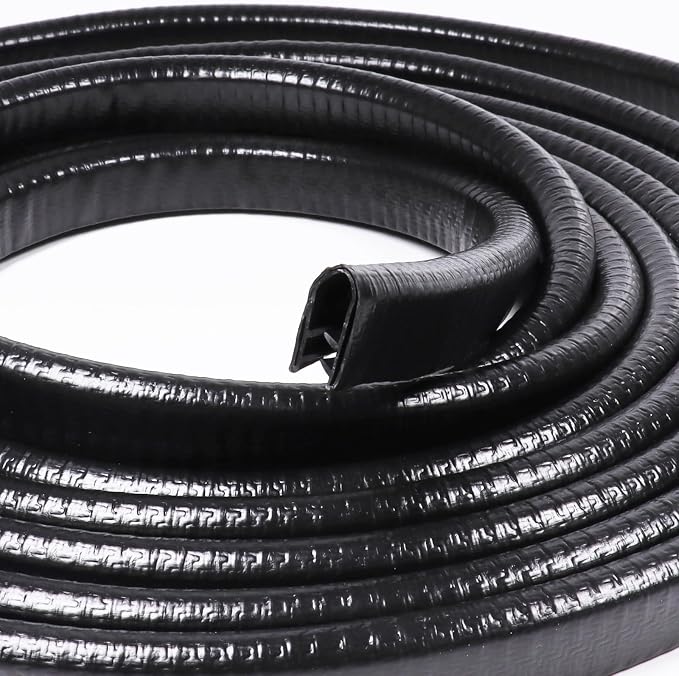 Black Edge Trim U-Channel Rubber Weatherstrip with Metal 1/2" X 3/8" - Fit Gap 3/64" to1/4 Car Door Edge Sealing Strip, PVC Weather Stripping Metal Edge Protector - 15Foot