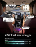 Retractable Car Charger USB C, [Upgraded 72W Max] | Car Accessories，Gifts for Men Women Him Her Car Charger for iPhone/Android Truck RV Electronics