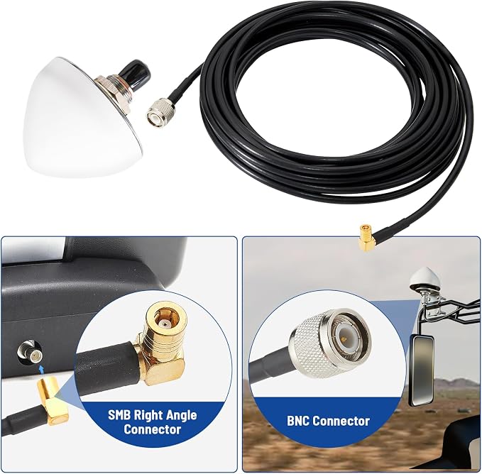 Sirius XM Satellite Radio Antenna, Mirror Tubular Mount Aerial with SMB Connector 21ft Extension Wire for Semi Truck RV Trailer Car Vehicle, High Gain Sirius XM Stereo Receiver Tuner Antenna