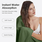 Pack of 4 Bath Towels, 30"x60", Large Microfiber Towel Set, Ultra Soft, Super Absorbent, Fast Drying, Perfect for Sauna, Shower, Pool, Sport, Travel, Fitness, SPA,Yoga, Coral Fleece-Olive-Green