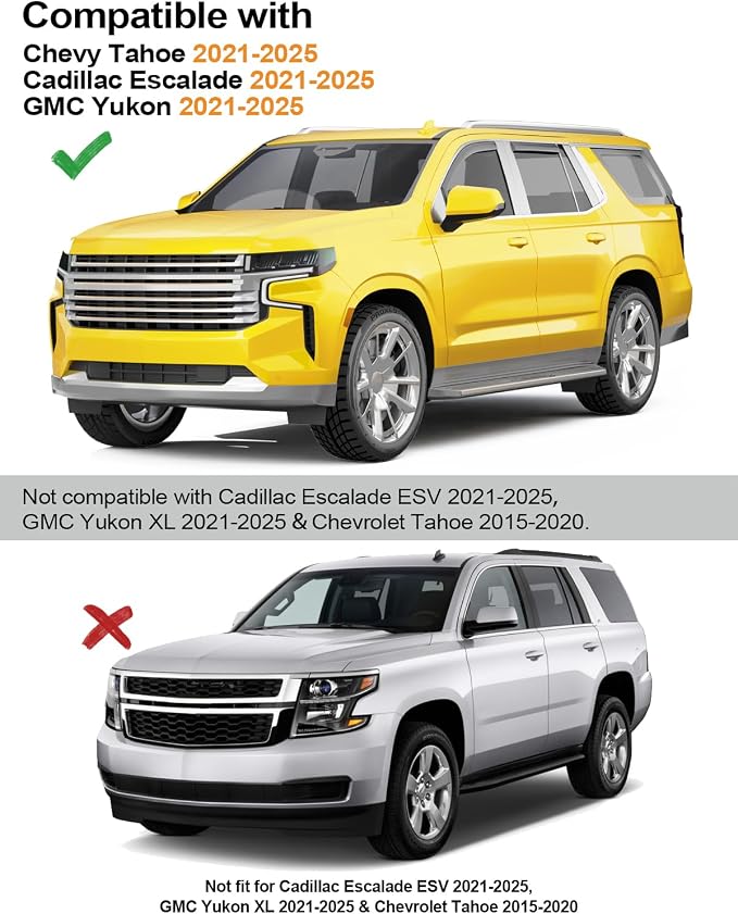 in-Channel Window Rain Guards Fit for Chevy Tahoe/Cadillac Escalade/GMC Yukon 2021-2026 Rain Guard Extra Durable Window Deflectors Vent Visors Vent Shades Exterior Car Accessories-4pcs