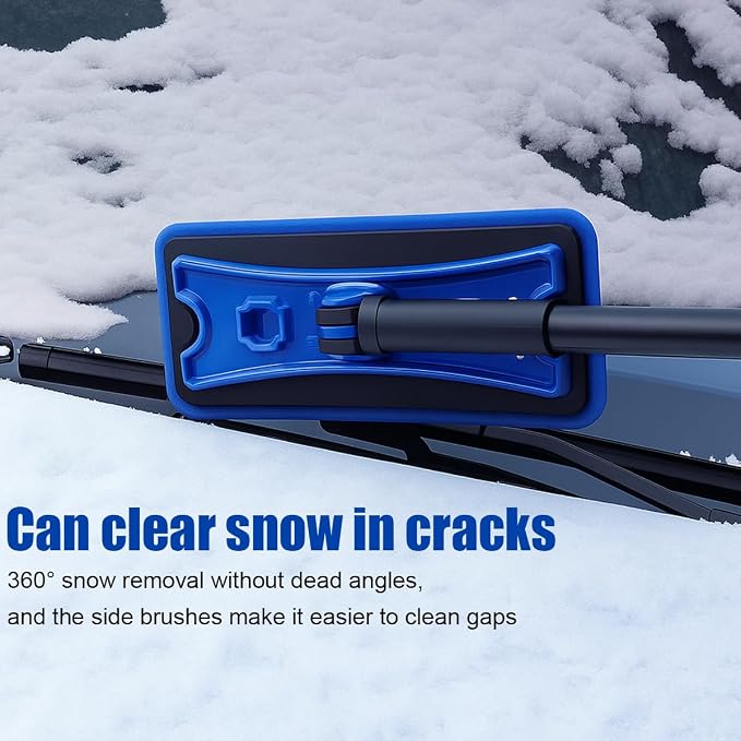 36" Car 3-in-1 Snow Brush, Detachable Extendable Vehicle Windshield Ice Frost Scraper with Ergonomic Foam Grip Handle, Automotive Snow Removal Tools, Universal for SUV RV Truck (Blue) | Detachable Extendable Vehicle Windshield Ice Frost Scraper with Er...
